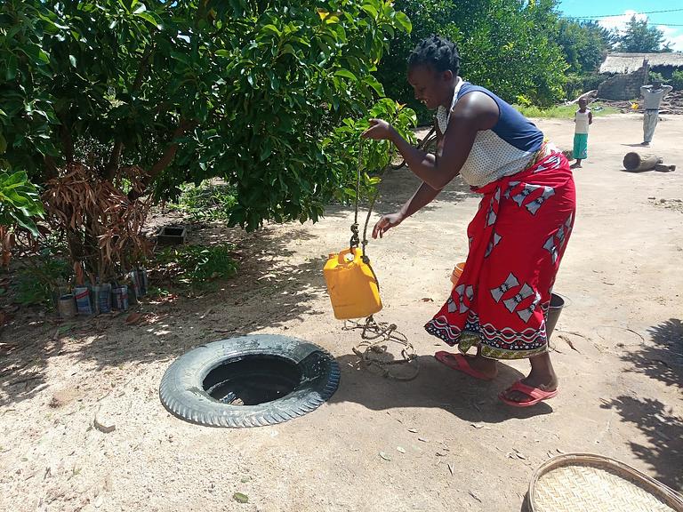 fetching water from well